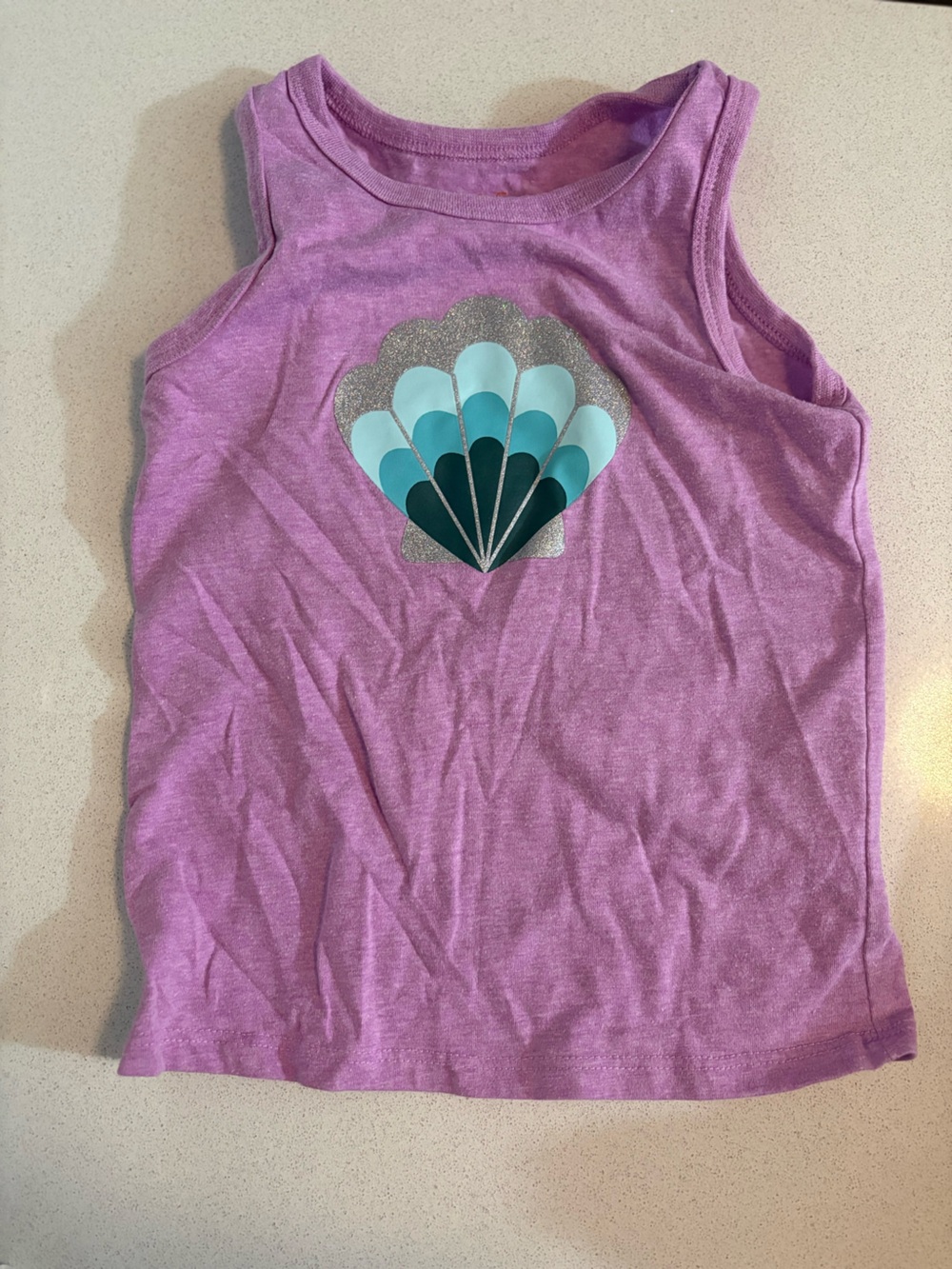 Cat & Jack Lavender Tank Top with Teal Shell Graphic